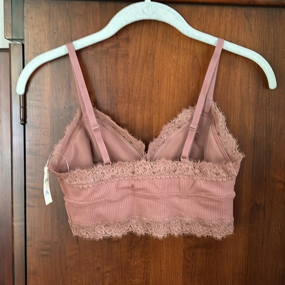 NWT Aerie Ribbed Eyelash Lace Trim Longline Bralette - Picture 4 of 7